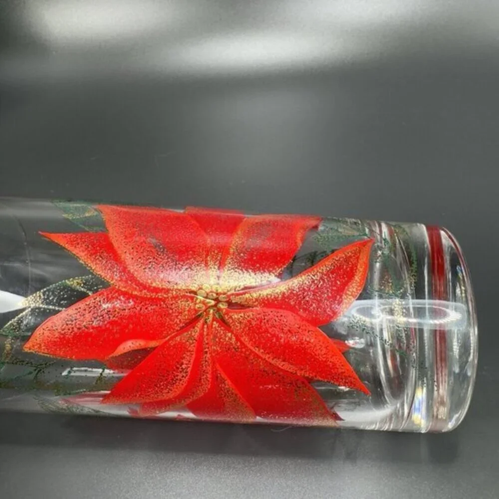 Culver Poinsettia Highball Glasses Tumbler Set 3 Vintage‎ Barware Glasses Marked